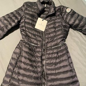 Agatelon Long Puffer Jacket Moncler Navy , SZ 0 NEW NEVER WORN